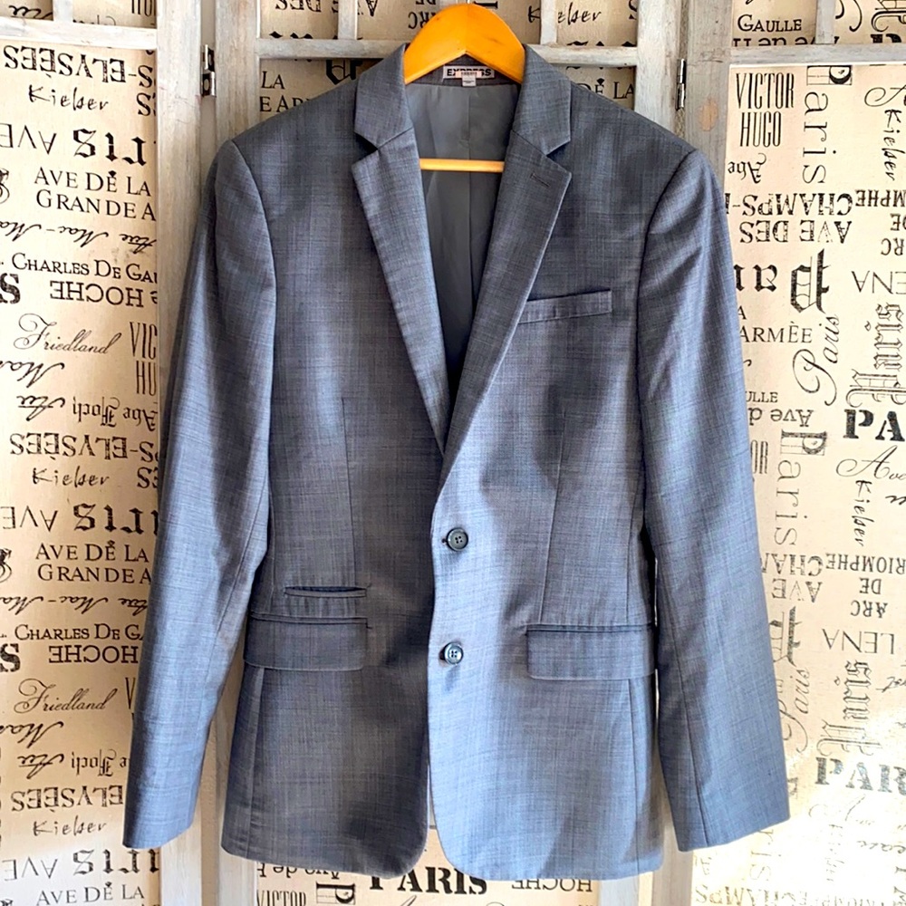 Express Gray Suit Jacket Slim fitted photographer